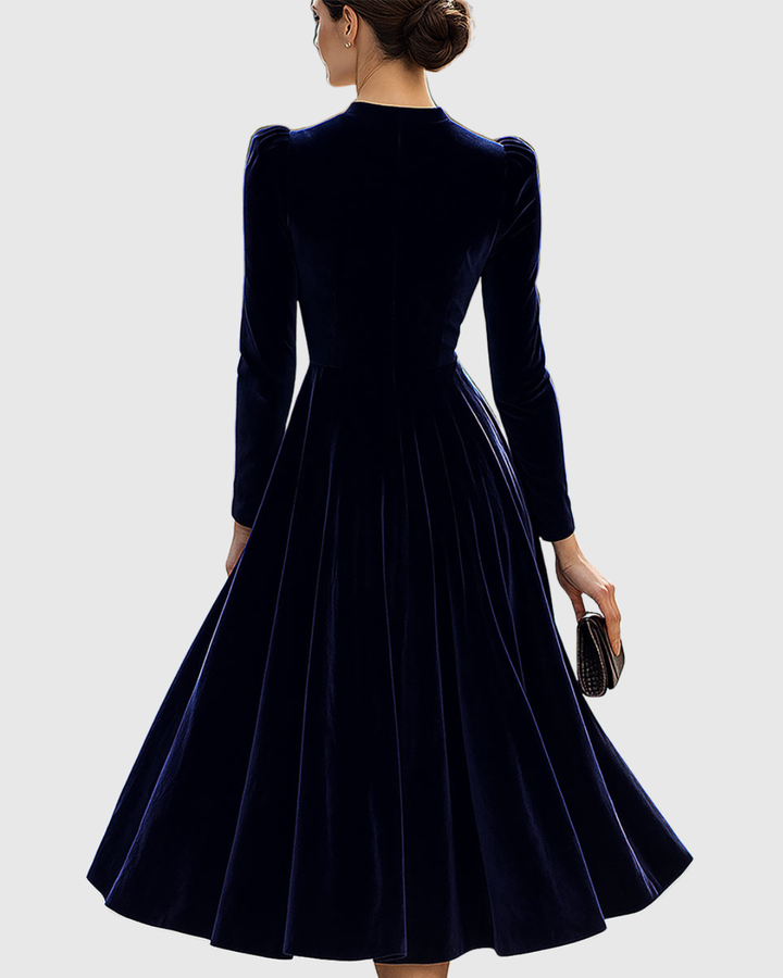 SIBELLA | NAVY LONG-SLEEVED MIDI DRESS