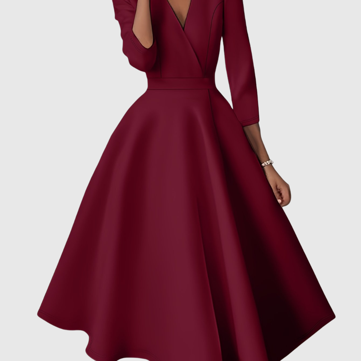 AVELIE | Korkeavyötuinen Kapeneva Midi-Mekko Keijukaiskuvalla