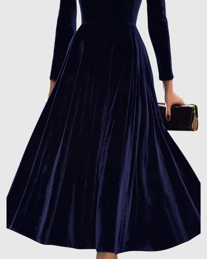 SIBELLA | NAVY LONG-SLEEVED MIDI DRESS