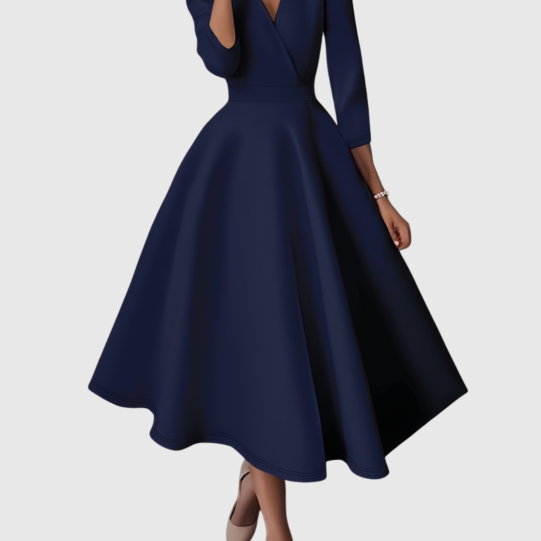 AVELIE | Korkeavyötuinen Kapeneva Midi-Mekko Keijukaiskuvalla