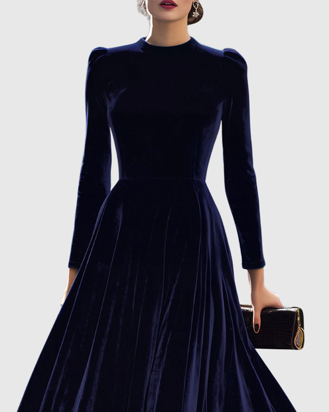 SIBELLA | NAVY LONG-SLEEVED MIDI DRESS