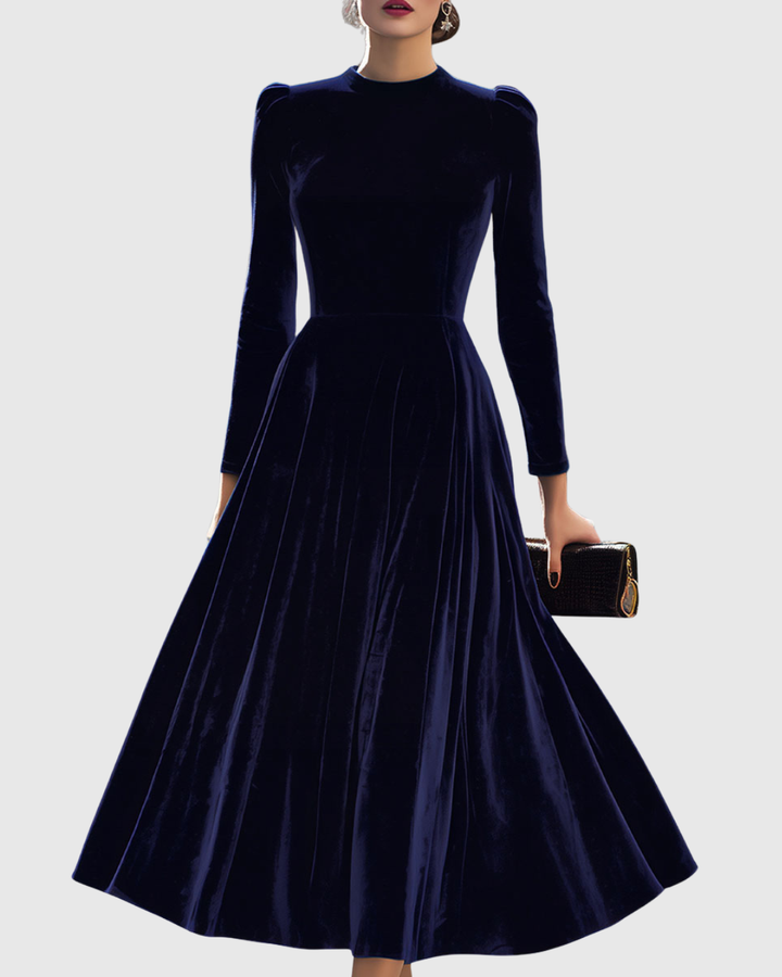 SIBELLA | NAVY LONG-SLEEVED MIDI DRESS