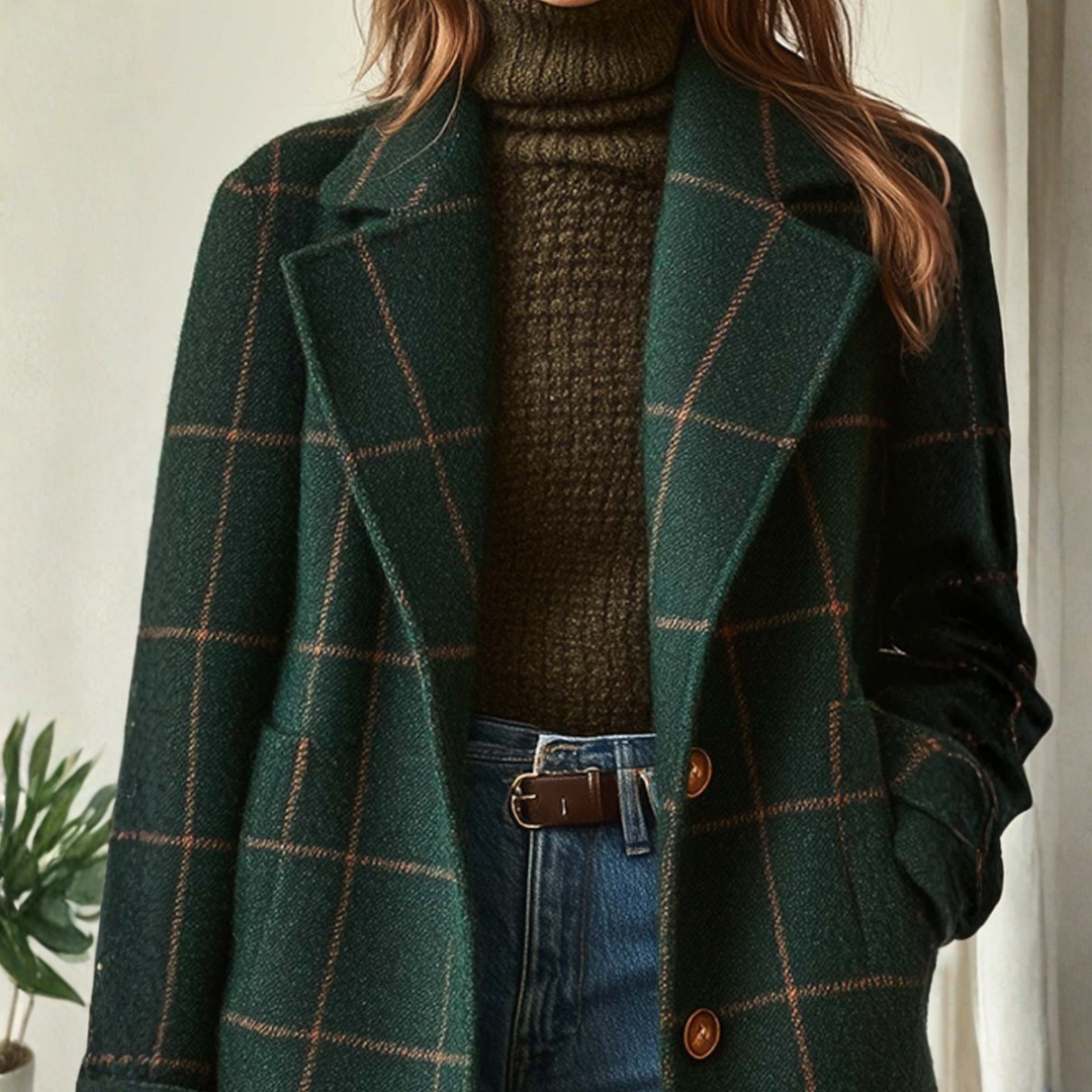 Elena — Heritage Checked Wool Coat