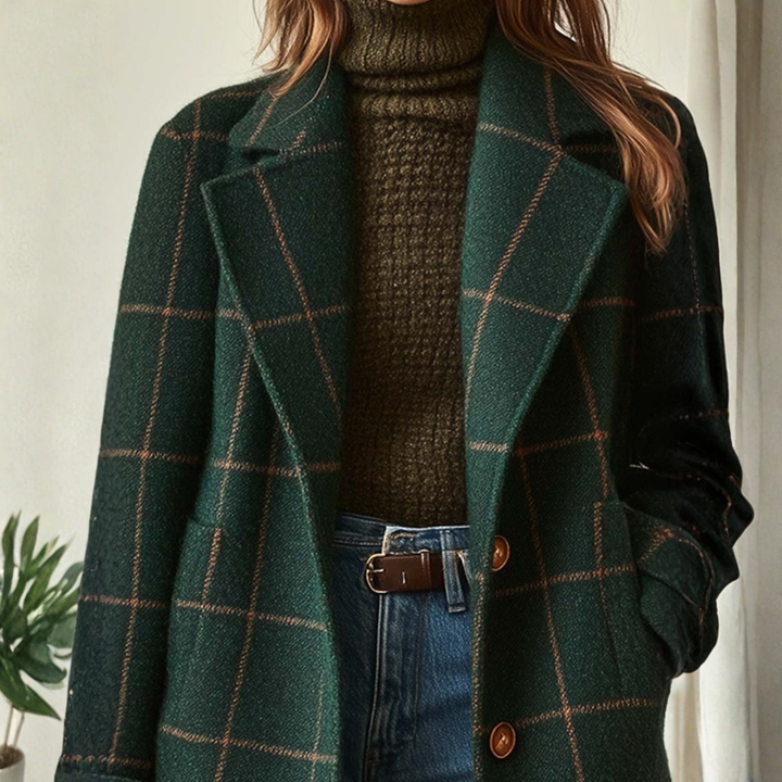 Elena — Heritage Checked Wool Coat