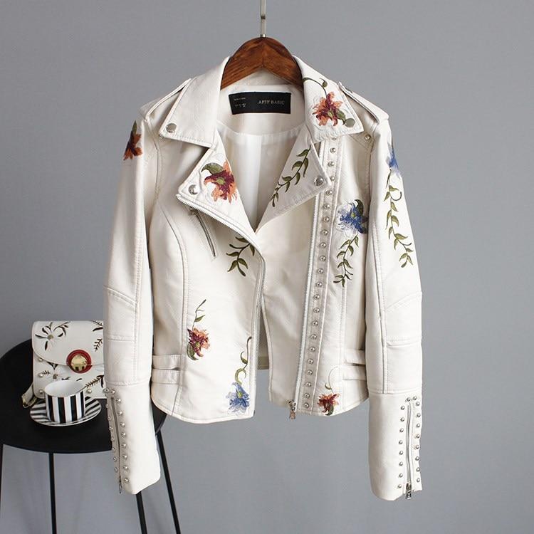 Ella | Stylish Embroidered Leather Jacket